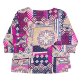 MONSOON Womens Printed Top Pink Long Sleeve Crazy Pattern M