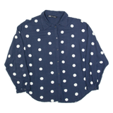 ZARA Womens Oversized Shirt Blue Collared Long Sleeve Polka Dot S