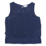 COAST Beaded Womens Vest Blue Sleeveless UK 10