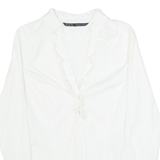 ZARA BASIC Womens Shirt White V-Neck Long Sleeve XS