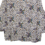 ZARA BASIC Womens Printed Blouse Cream V-Neck Long Sleeve Paisley XS