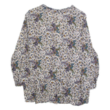 ZARA BASIC Womens Printed Blouse Cream V-Neck Long Sleeve Paisley XS