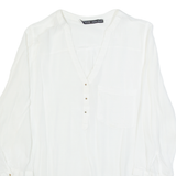 ZARA BASIC Womens Shirt White V-Neck Long Sleeve S