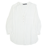 ZARA BASIC Womens Shirt White V-Neck Long Sleeve S
