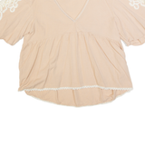 ZARA BASIC Womens Smock Top Beige V-Neck L