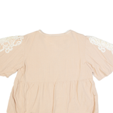 ZARA BASIC Womens Smock Top Beige V-Neck L