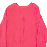 ZARA BASIC Womens Shirt Pink V-Neck Long Sleeve M