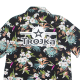 URBAN CLASSICS TROJKA Mens Hawaiian Shirt Black Viscose Floral L