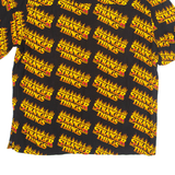 H&M Netflix Stranger Things ALL OVER PRINT Mens Shirt Black Viscose Crazy Pattern XL