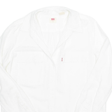 LEVI'S Womens Plain Shirt White Linen Long Sleeve S