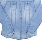 GUESS Mens Plain Shirt Blue Long Sleeve L