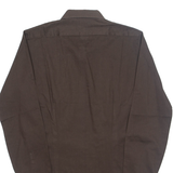WALDE Mens Plain Shirt Brown Long Sleeve S