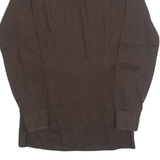 WALDE Mens Plain Shirt Brown Long Sleeve S