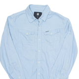 G-STAR RAW Mens Plain Shirt Blue Long Sleeve M