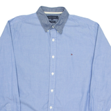TOMMY HILFIGER Mens Plain Shirt Blue Long Sleeve L
