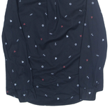 TOMMY HILFIGER Anchor Womens Shirt Blue Crazy Pattern Long Sleeve XS