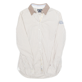 TOMMY HILFIGER Womens Shirt Beige Check Long Sleeve UK 8