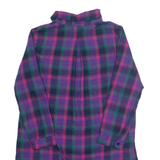 Hi-Low Zip Up Womens Shirt Purple 90s Check Long Sleeve M