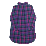 Hi-Low Zip Up Womens Shirt Purple 90s Check Long Sleeve M