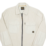 PME LEGEND Zip Up Mens Plain Shirt Cream Long Sleeve M