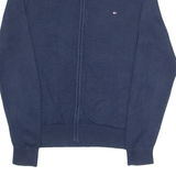 TOMMY HILFIGER Mens Jumper Blue High Neck Tight Knit S