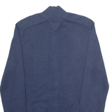 TOMMY HILFIGER Mens Jumper Blue High Neck Tight Knit S