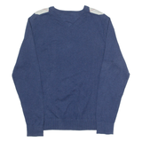 TOMMY HILFIGER Mens Patterned Jumper Blue Argyle V-Neck Tight Knit M