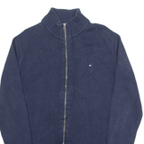 TOMMY HILFIGER Mens Jumper Blue High Neck Chunky Knit M