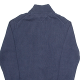 TOMMY HILFIGER Mens Jumper Blue High Neck Chunky Knit M