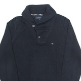 TOMMY HILFIGER Mens Jumper Black Roll Neck Tight Knit XS