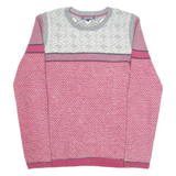 TOMMY HILFIGER Womens Patterned Jumper Pink Tight Knit L