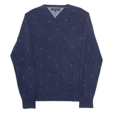 TOMMY HILFIGER Anchor Mens Patterned Jumper Blue Tight Knit L