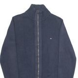 TOMMY HILFIGER Mens Jumper Blue High Neck Chunky Knit M