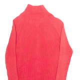 TOMMY HILFIGER Womens Jumper Red High Neck Tight Knit S