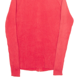 TOMMY HILFIGER Womens Jumper Red High Neck Tight Knit S