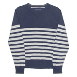 TOMMY HILFIGER Mens Patterned Jumper Blue Striped Tight Knit XS