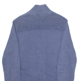 TOMMY HILFIGER Mens Jumper Blue High Neck Tight Knit M