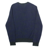 TOMMY HILFIGER Mens Patterned Jumper Blue Crazy Pattern Tight Knit M