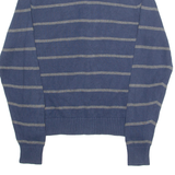 TOMMY HILFIGER Mens Patterned Jumper Blue Striped High Neck Tight Knit XS