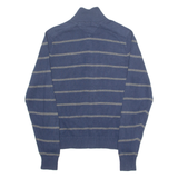 TOMMY HILFIGER Mens Patterned Jumper Blue Striped High Neck Tight Knit XS