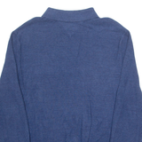 TOMMY HILFIGER Collared Mens Jumper Blue 1/4 Zip Tight Knit L