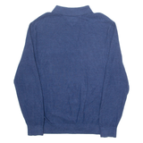 TOMMY HILFIGER Collared Mens Jumper Blue 1/4 Zip Tight Knit L