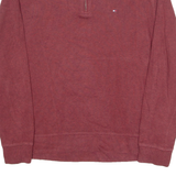 TOMMY HILFIGER Mens Jumper Maroon 1/4 Zip Tight Knit L