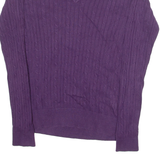 TOMMY HILFIGER Womens Jumper Purple V-Neck Cable Knit S
