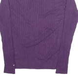 TOMMY HILFIGER Womens Jumper Purple V-Neck Cable Knit S