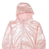 ELLESSE Metallic Cropped Womens Jacket Pink Hooded UK 10