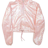 ELLESSE Metallic Cropped Womens Jacket Pink Hooded UK 10