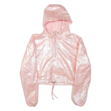 ELLESSE Metallic Cropped Womens Jacket Pink Hooded UK 10