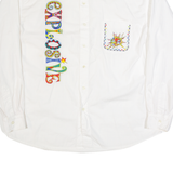 EAGLE JACCA Explosive Mens Plain Shirt White 90s Long Sleeve M