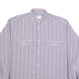 HARRYLAND Mens Shirt Grey 90s Striped Long Sleeve M